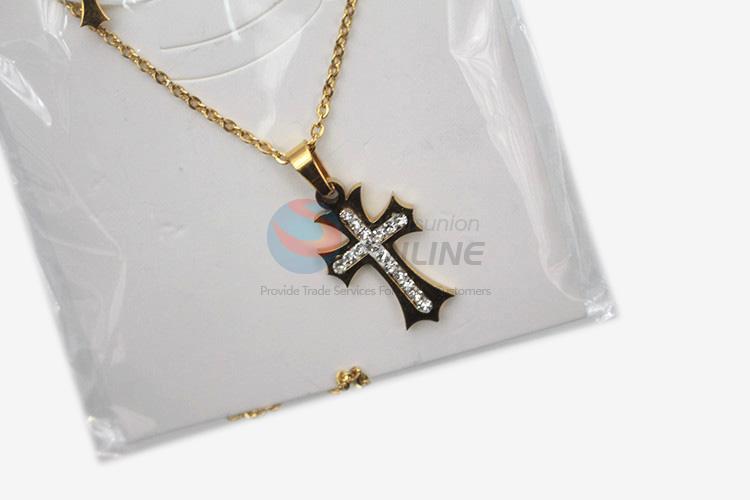 Top grade custom women stainless steel cross necklace&earrings set