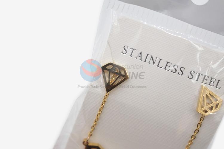 Best selling promotional women stainless steel diamond necklace&earrings set