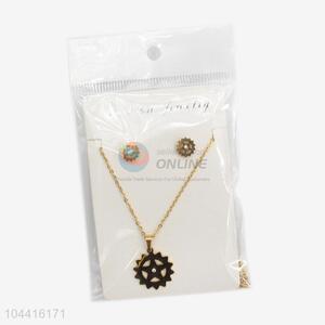 Cheap best selling women stainless steel star necklace&earrings set