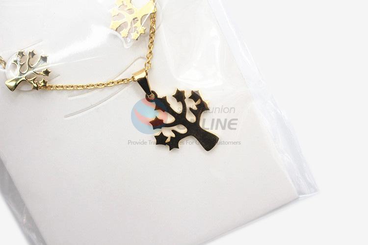 Factory promotional price women stainless steel tree necklace&earrings set