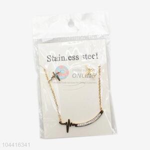 Direct factory fashion women stainless steel heartbeat necklace&earrings set