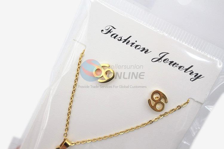 Wholesale low price women stainless steel 69 shaped necklace&earrings set