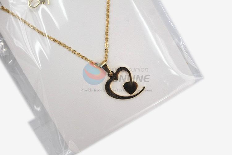 Super quality promotional women stainless steel heart necklace&earrings set