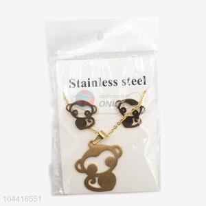Hot selling new arrival women stainless steel monkey necklace&earrings set