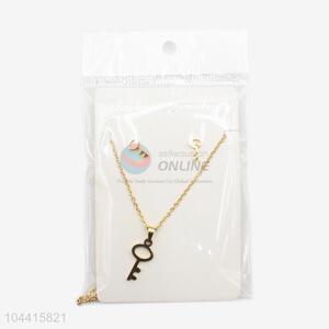 Popular promotional women stainless steel key necklace&earrings set