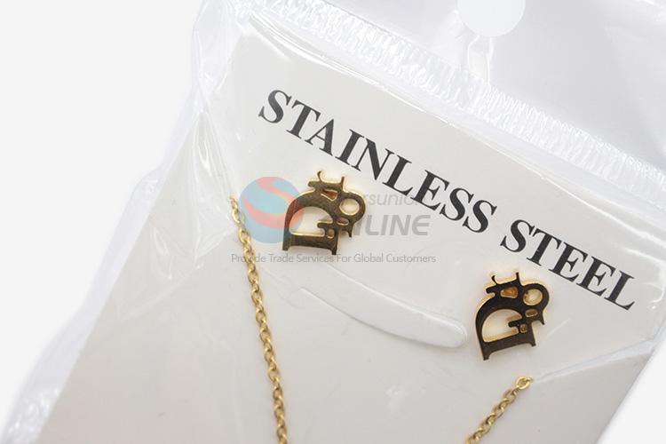 Fancy delicate top quality women stainless steel necklace&earrings set