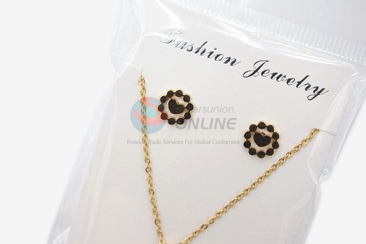 Best selling customized women stainless steel necklace&earrings set