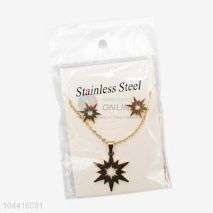 Good quality women stainless steel star necklace&earrings set