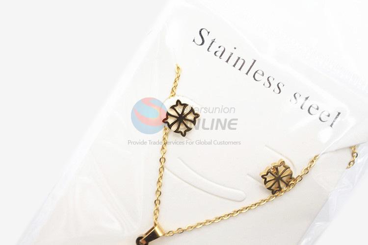 Factory promotional customized women stainless steel necklace&earrings set