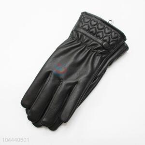Bottom Price Fashion Winter Warm Soft Women PU Gloves