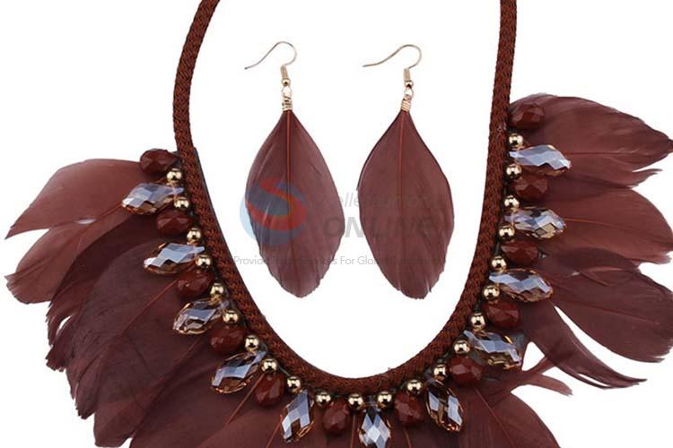 Fashion Feather Necklace Earing Jewelry Accessories Women