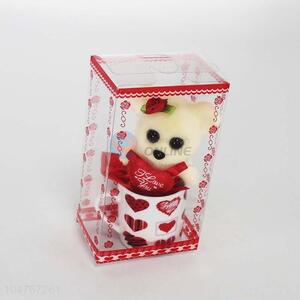 Promotional Gift Valentine Festival Decorative Ornament Ceramic Cup and Foam Bear