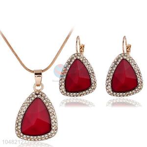 High grade custom red rhinestone necklace&earrings set