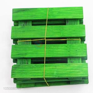 New Style Green Color Square Shaped Bamboo Coasters Tea Cup Mat