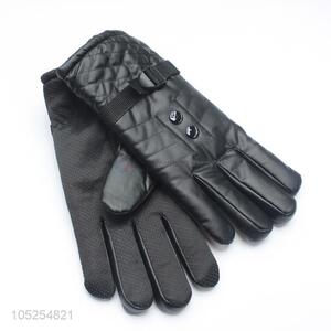 Wholesale ready sale black men winter pu gloves