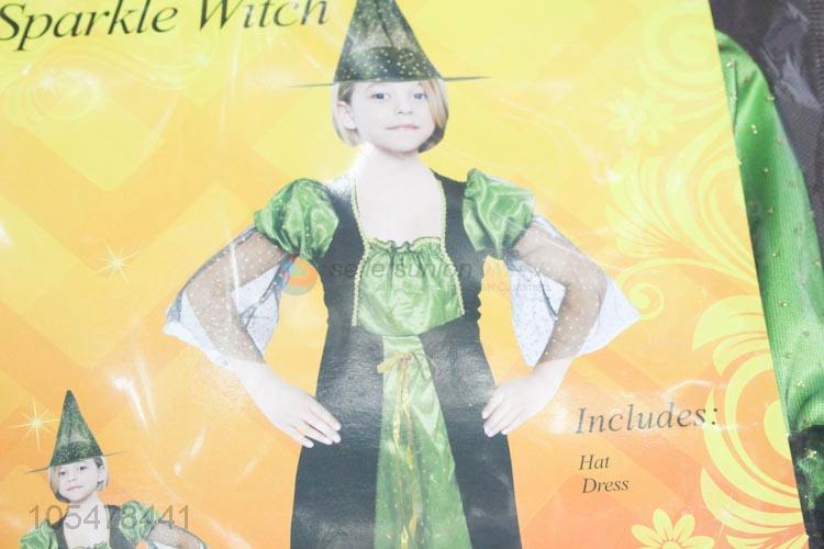 Cheap high quality children cosplay Halloween sparkle witch costume
