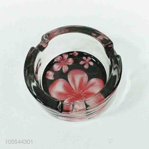 Excellent quality beautiful flower printed glass ashtray