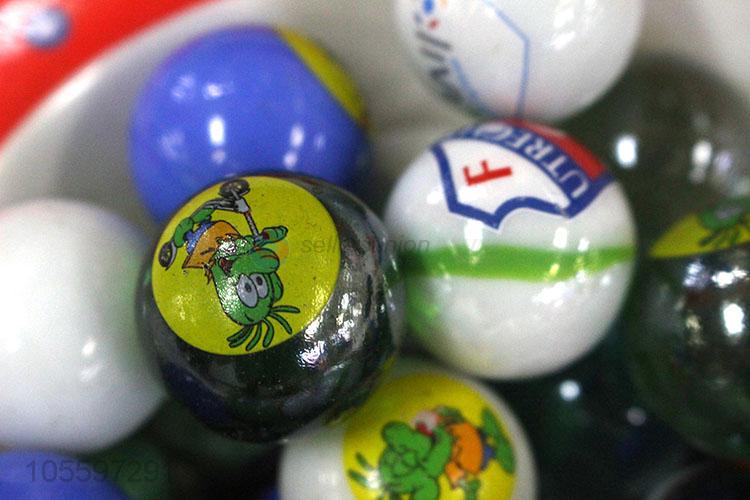Hot Selling Cartoon Printing Toy Glass Ball Cute Marbles