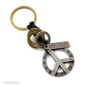Best quality men favor retro alloy peace symbol shape key chain key holder