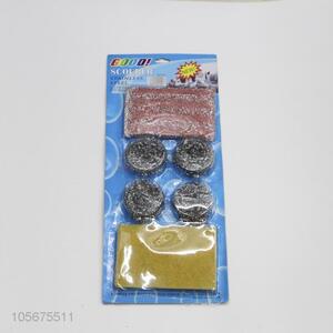Wholesale kitchen supplies steel wire clean ball and scouring pad set