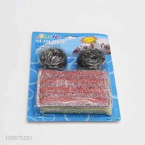 Premium quality kitchen supplies steel wire clean ball and scouring pad set