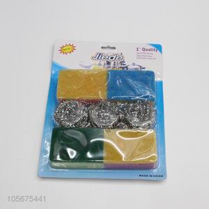 Professional supply stainless steel wire clean ball and scrubbing sponges set
