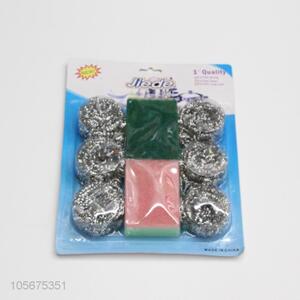 Good quality stainless steel wire clean ball and scrubbing sponges set
