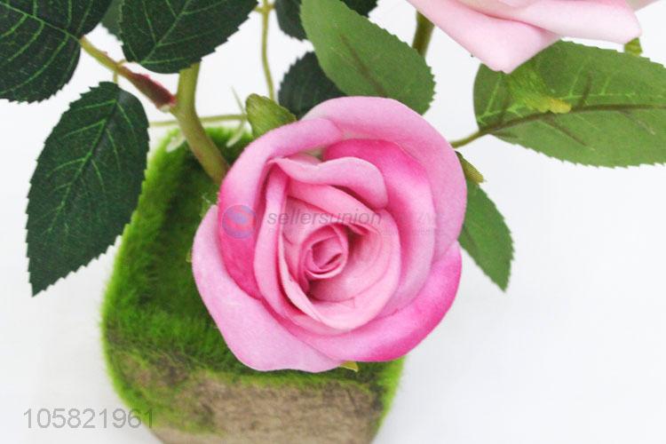 New Useful Artificial Rose Flower Plant Bonsai for Garden Decor