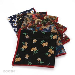 Custom Flower Pattern Cotton Suit Pocket Square