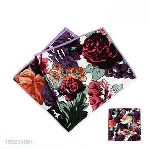 Custom Flower Pattern Cotton Pocket Handkerchief For Man