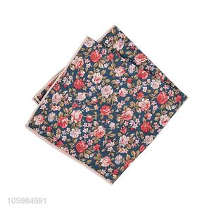 Factory wholesale men pocket square flower printed handkerchief
