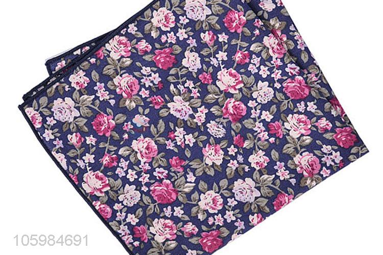 Factory wholesale men pocket square flower printed handkerchief