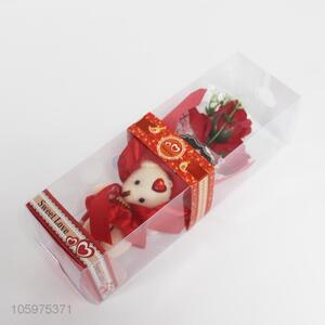 Lovely Valentine's Day Bear and Artifical Rose Flower Gift