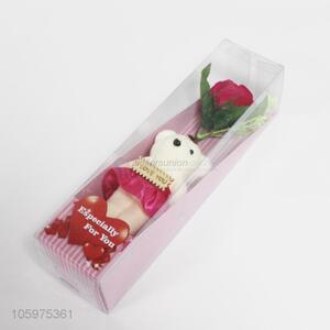 Best Sale Artifical Rose Flower and Bear for Valentine Day Gift