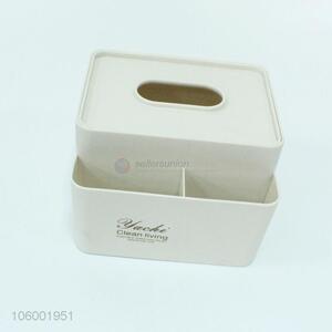 New plastic desktop tissue box storage case multi use stationery holder