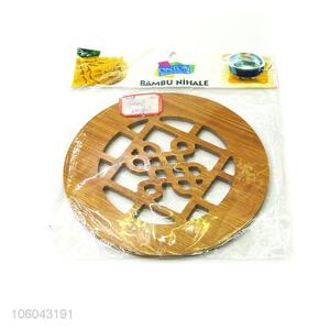 New design kitchen utensils retro round hollow-out bamboo placemat