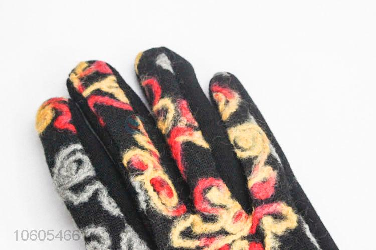 Colorful Knitting Wool Winter Touch Screen Gloves For Women