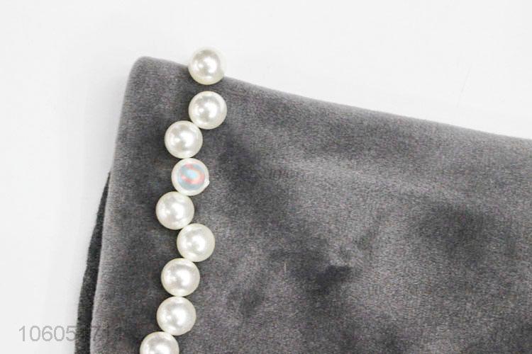 Fashion Pleuche Windproof Gloves With Pearls For Women