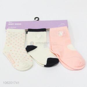 Latest style 3pairs soft polyester baby socks infant socks