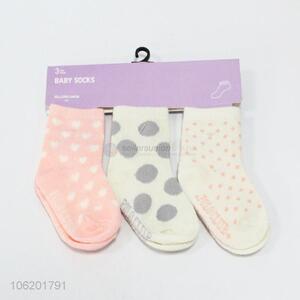 New pattern 3pairs soft polyester baby socks infant socks