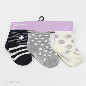 High sales 3pairs soft polyester baby socks infant socks