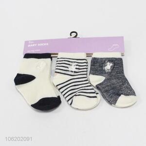 China manufacturer 3pairs soft polyester baby socks infant socks