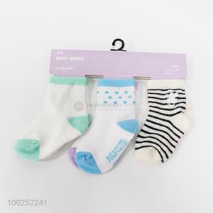 Factory wholesale 3pcs baby soft polyester knitted socks