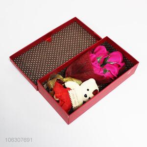 Custom Simulation Bouquet With Plush Bear Gift Box Set