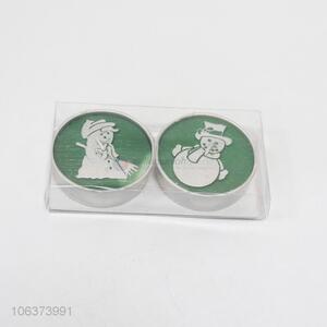 Good Sale 2 Pieces Snowman Pattern Round Craft Candle