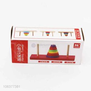 Hot selling wooden hanno colorful rainbow tower kids game toy wooden rainbow tower