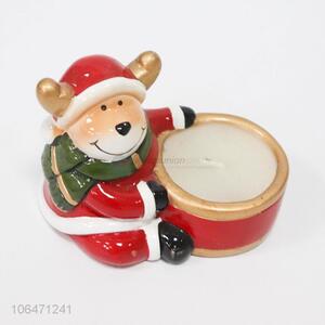 Popular Xmas decoration ceramic candle holder with reindeer design
