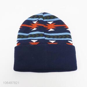 Low price men stylish geometric jacquard beanie caps