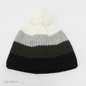 Superior quality men winter outdoor acrylic knitting beanie with pompom