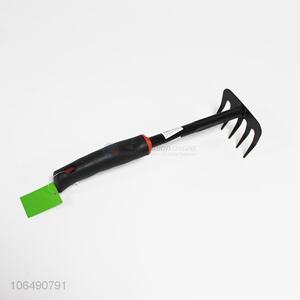 Superior quality 4 teeth iron garden rake with plastic handle